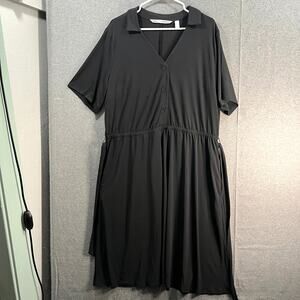 Girl With Curves Regular Collared Knit Midi Shirt Dress True Black X-Large